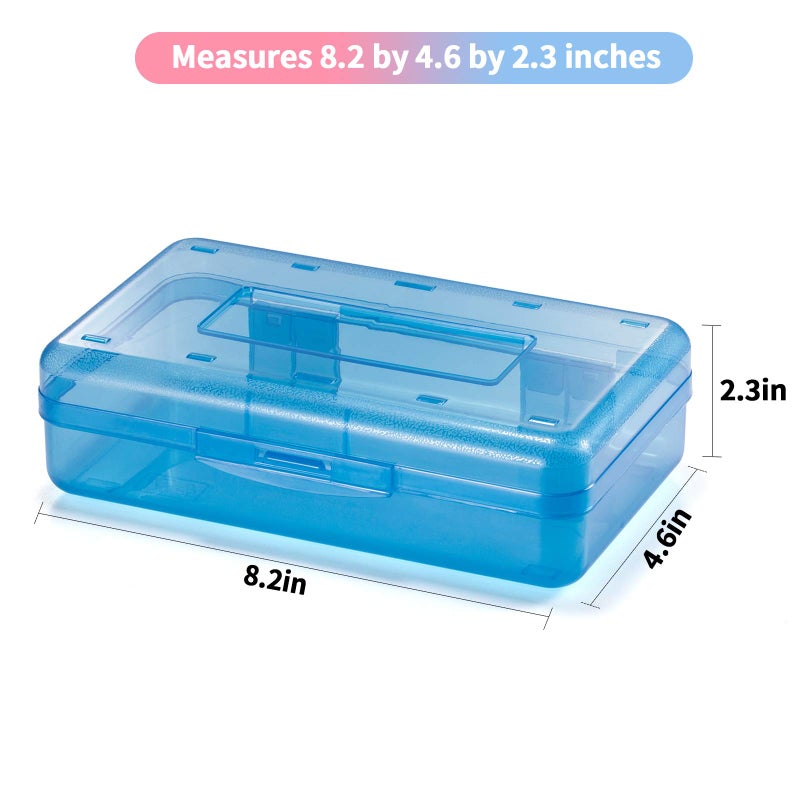 Sooez 3 Pack Pencil Case, Large Hard Pencil Box Bulk, Clear Crayon Box Marker Pen Organizer, Plastic Storage Container with Snap Lid, Art Craft Organizer Back to School Supplies, Colorful - Image 2